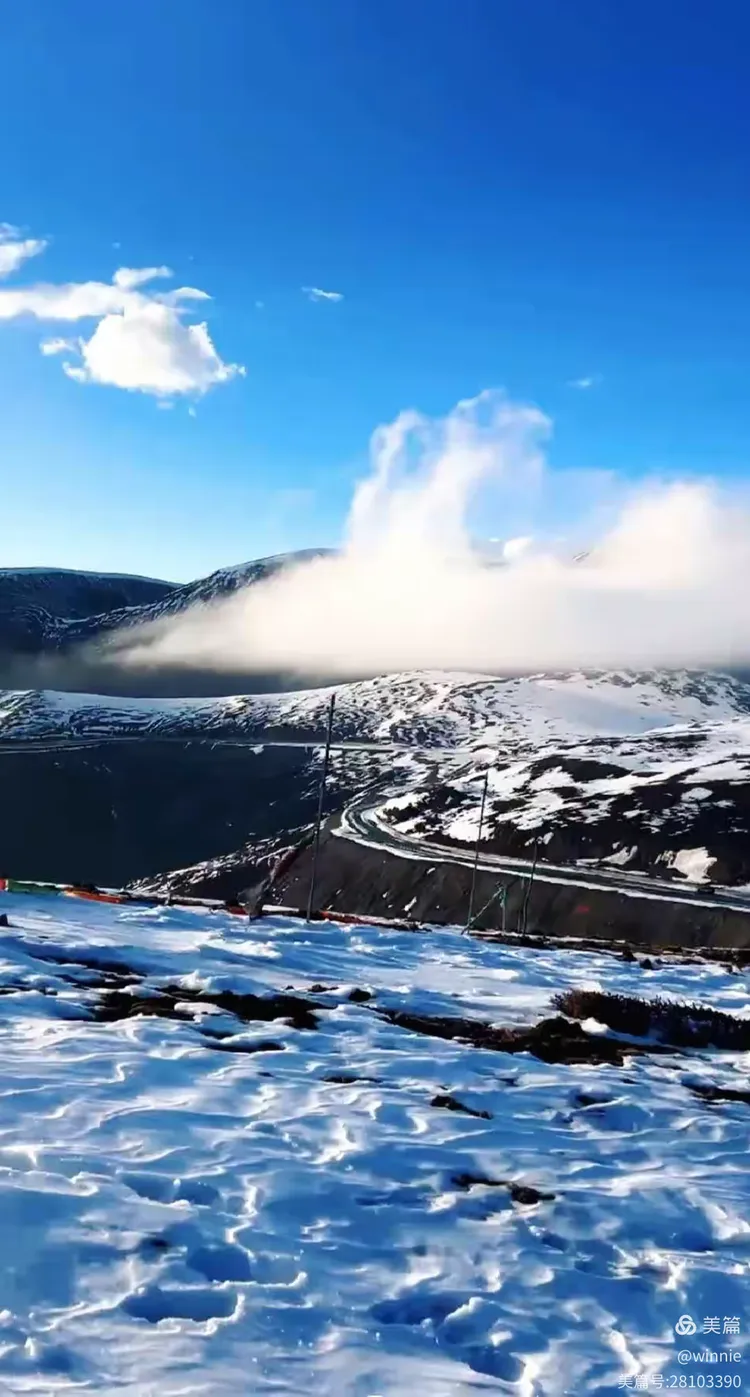 黄龙雪宝顶观景台雪景与日落